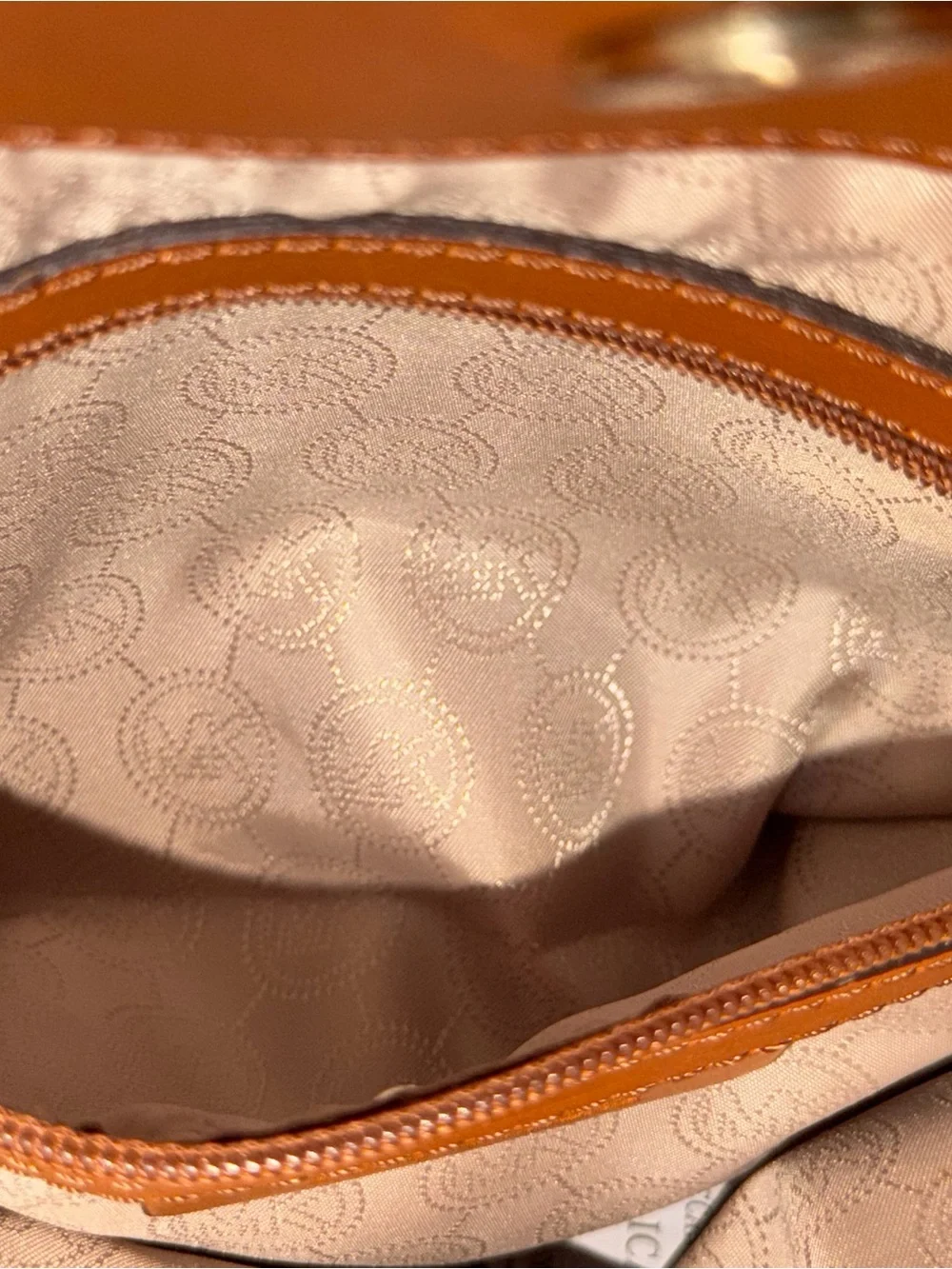 Michael Kors Vanilla Signature Satchel with Caramel Trim